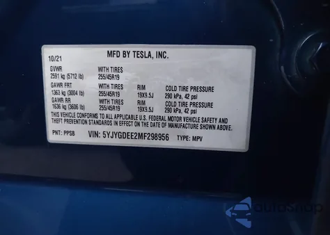 2021 Tesla Model Y Long Range Dual Motor All-Wheel Drive из США, поврежденный, VIN 5YJYGDEE2MF298956